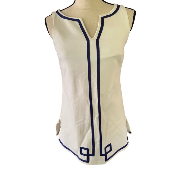 CK Bradley Pants & Top Navy Blue Pants Cream and Navy Tunic set (XS) - Picture 2 of 8